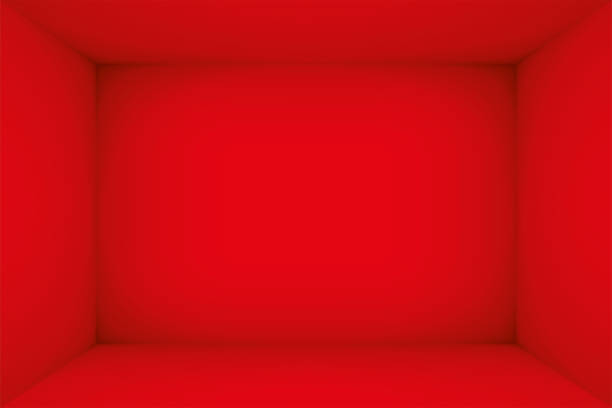 ilustrações de stock, clip art, desenhos animados e ícones de empty red room. the inner space of the box. vector design illustration. mock up for you business project - interior
