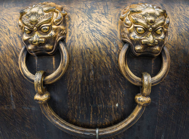 istock Beijing Forbidden City Brass Lion Head Statue 1129821367