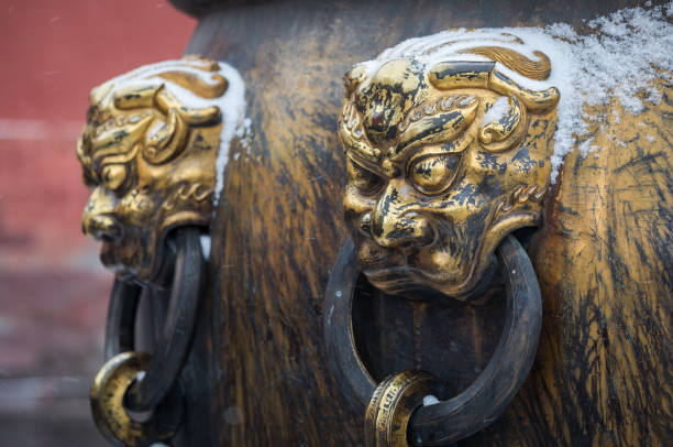 istock Beijing Forbidden City Brass Lion Head Statue 1129821378