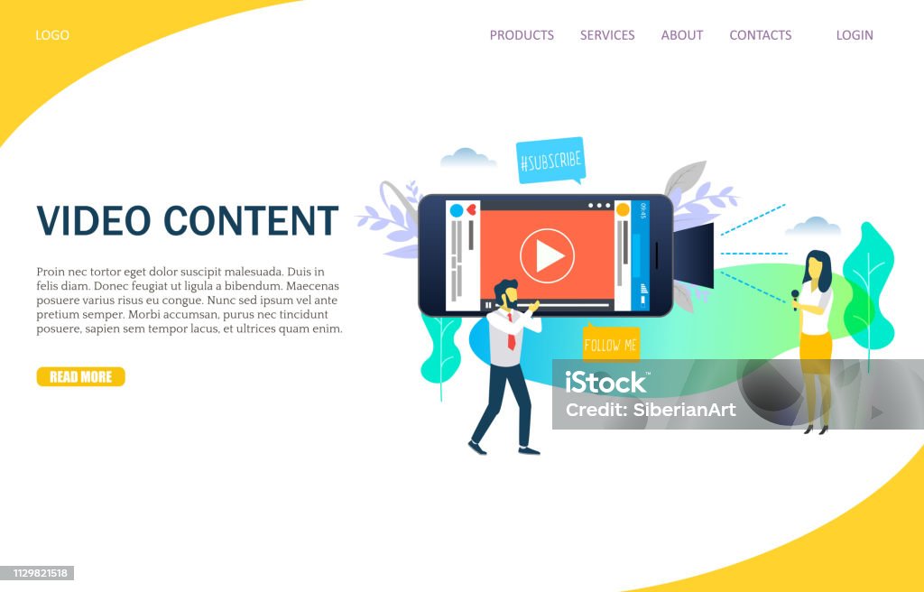 Video Page Video Content Vector Website Landing Page Design Template Stock ...