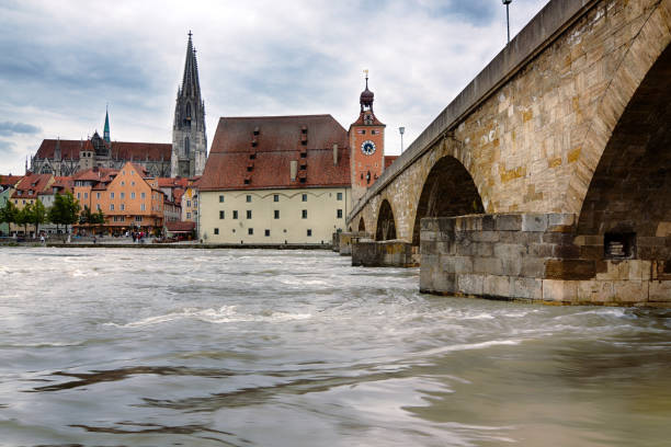 istock around the Stone Bridge in Regensburg, Germany 1129821776