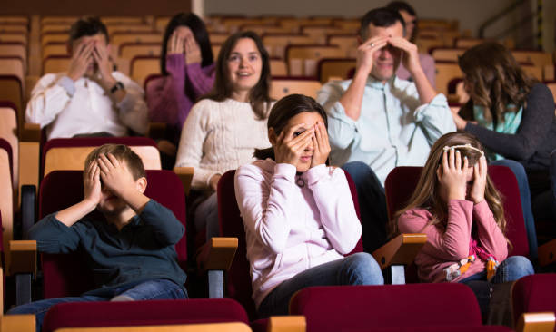 istock Group watching movie night for horror 1129822267