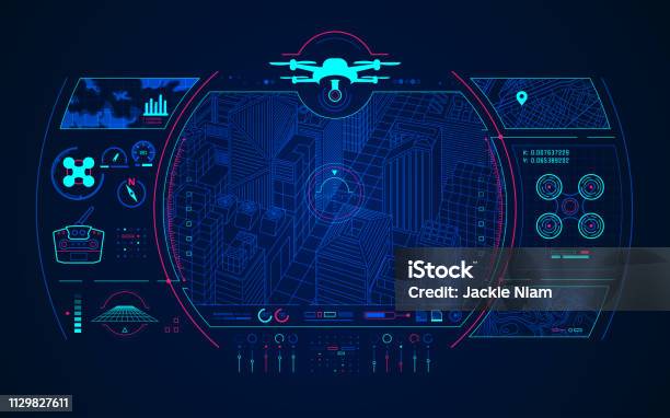 Drone Control Stock Illustration - Download Image Now - Drone, Computer Monitor, Device Screen