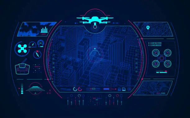 Vector illustration of drone control