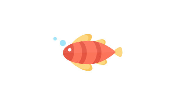 귀여운 물고기 벡터 일러스트 아이콘 - angelfish fish pets sea life stock illustrations