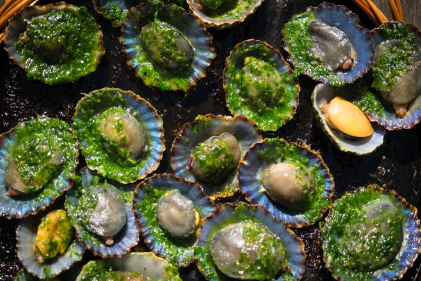 istock grilled limpets with green mojo, typical avocado in Lanzarote, Canary Island 1129831206