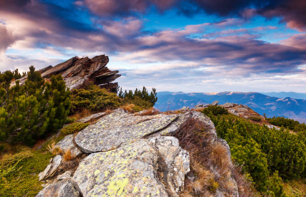 Balkan montains view from the yart of Dobrila hut. Bulgaria, Europe.