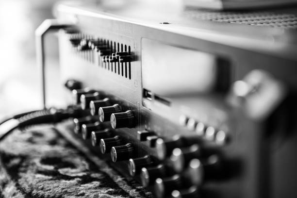 istock black and white Old amplifier Close up 1129835180