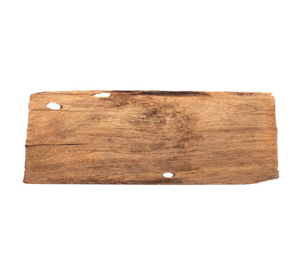 istock empty wooden sign on white background with clipping path 1129836429