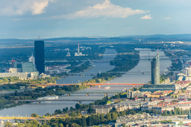 istock Bridges over the river Danube in Vienna 1129836696