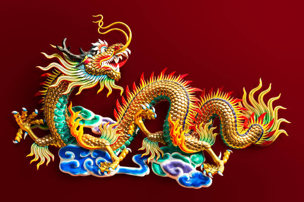 istock Chinese golden dragon statue 1129837050