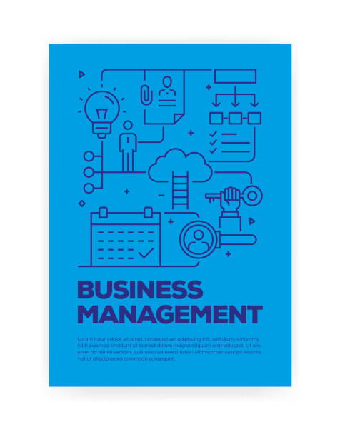 Business Management Concept Line Style Cover Design for Annual Report, Flyer, Brochure.