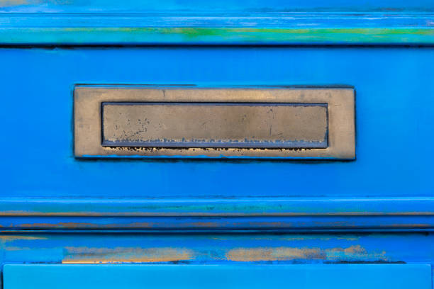 Letterbox on a vintage blue door in Schoonhoven in the Netherlands