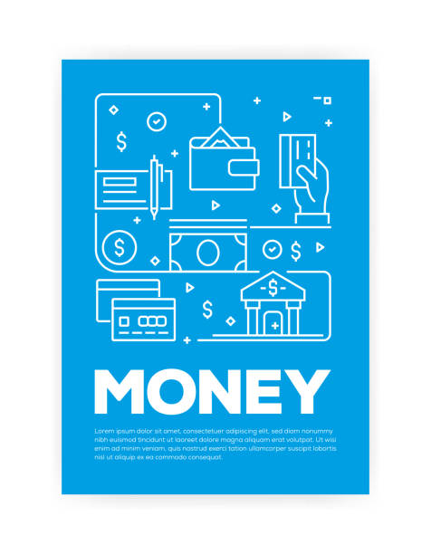 Money Related Line Style Cover Design for Annual Report, Flyer, Brochure. Money Related Line Style Cover Design for Annual Report, Flyer, Brochure. banking designs stock illustrations