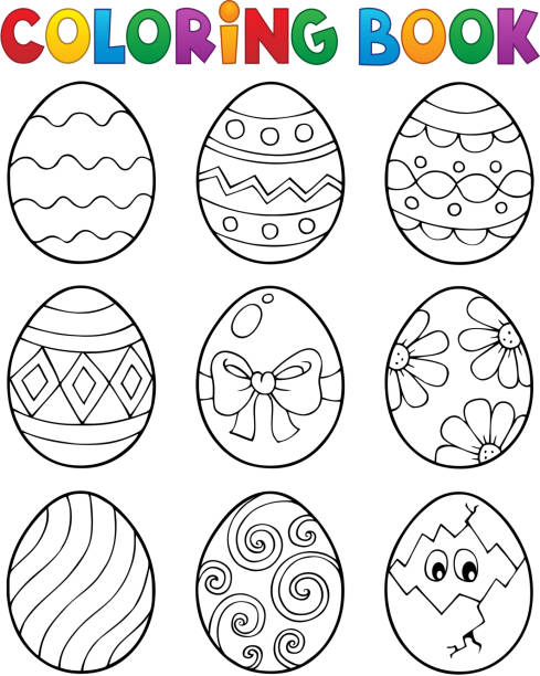 Coloring book Easter eggs theme 3 vector art illustration