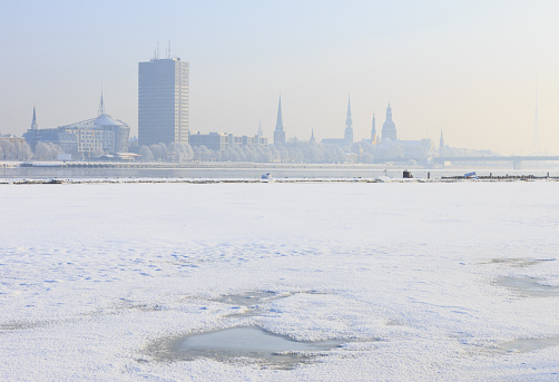 Capital city of Latvia, Riga in winter.
