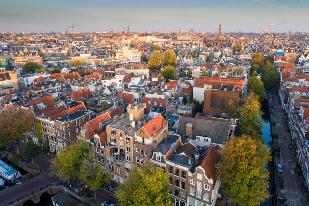 istock Panoramic aerial view of Amsterdam, Netherlands. 1129845214