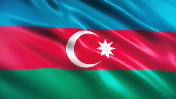 flagge von aserbaidschan - azerbaijan flag stock-fotos und bilder