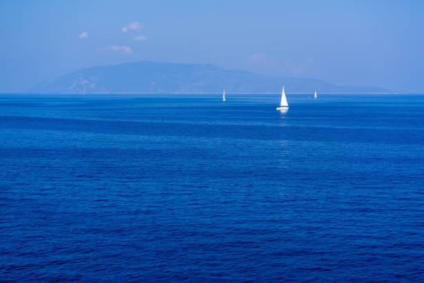 istock sea landscape with yachts on the horizon 1129856547