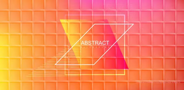 Vector illustration of Abstract orange spectrum background with geometric squares pattern.