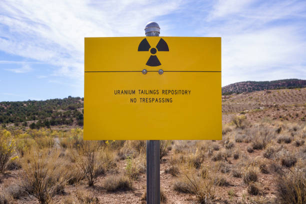 Yellow Sign Showing Beautiful Environment and Radioactive Tailings