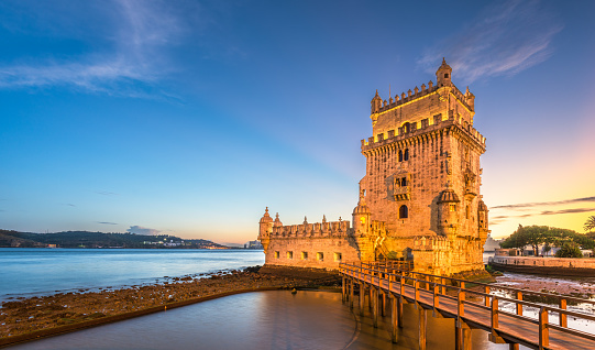 Belem Tower on the Tagus River in Lisbon, Portugal.