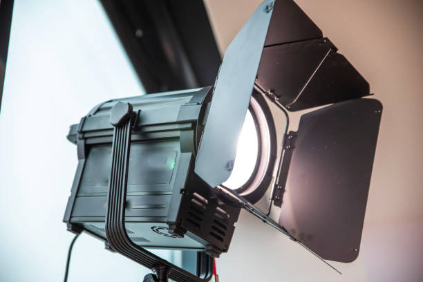 istock Close-up of black glowing spotlight 1129859440