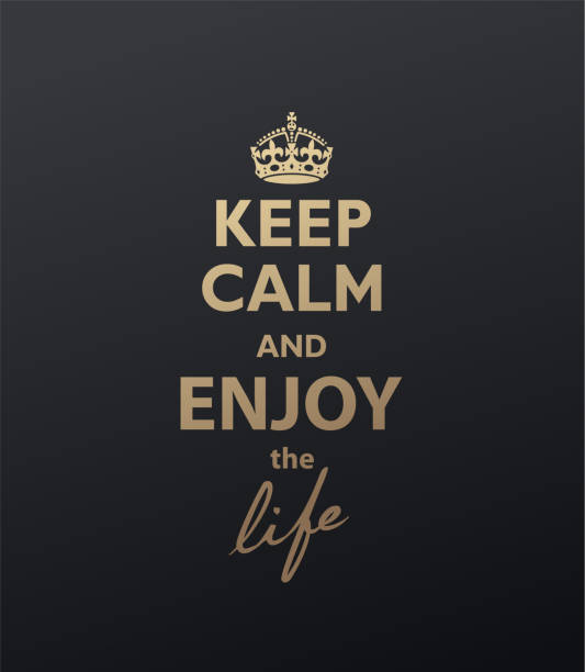 Keep Calm and Enjoy the life quotation. Golden version vector art illustration