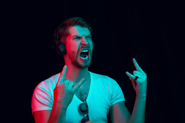 istock Enjoying his favorite music. 1129862588
