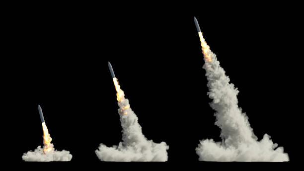 Ballistic launch rocket ballistic launch rocket isolated on black missile stock pictures, royalty-free photos & images