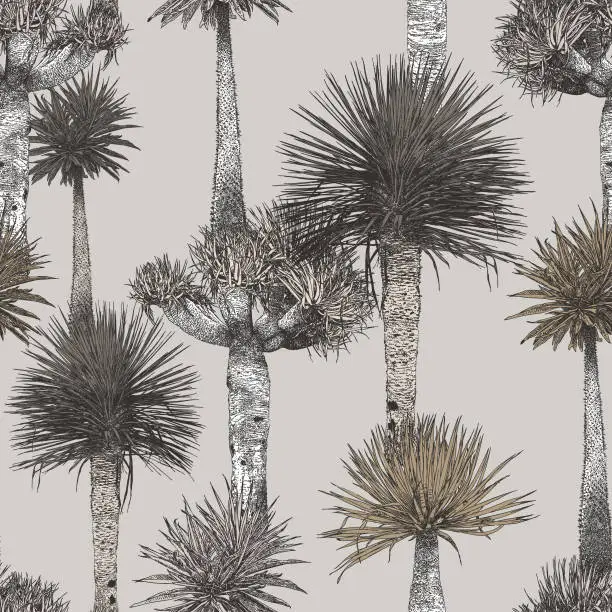 Vector illustration of Palm Trees Brown Seamless Repeat Pattern