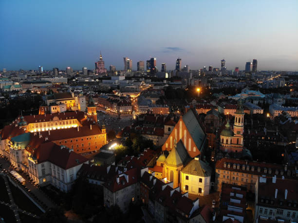 istock Warsaw city skyline panoramic Poland 1129864435