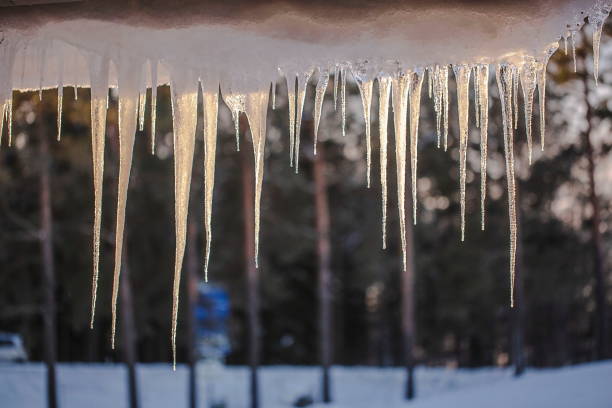 istock Gorgeous icicles close up view.Beautiful nature backgrounds. 1129864837