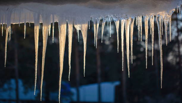 istock Gorgeous icicles close up view.Beautiful nature backgrounds. 1129864838
