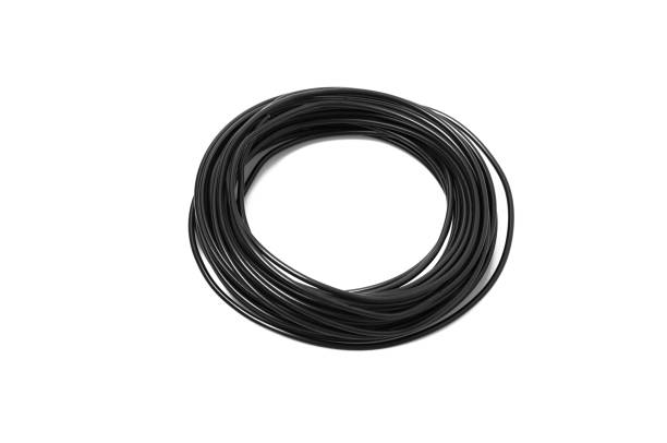 Close up view of Yellow And Green Power Electrical Cable Wire bundle isolated.