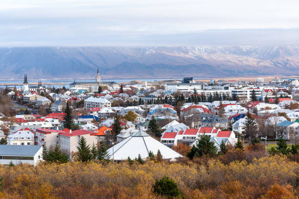istock Colourful Rooftops in Reykjavik on a Cloudy Autumn Day 1129866200