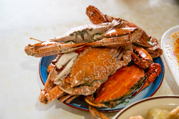 istock Closeup Cook Crabs on the Tray. 1129866208