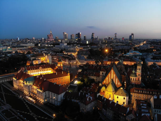 istock Warsaw city skyline panoramic Poland 1129866366