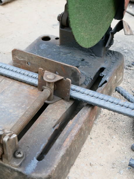 istock Cut steel box by mitre saw or circular blade. 1129866789