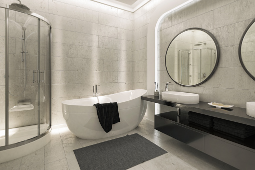 Picture of modern Bathroom. Render image.