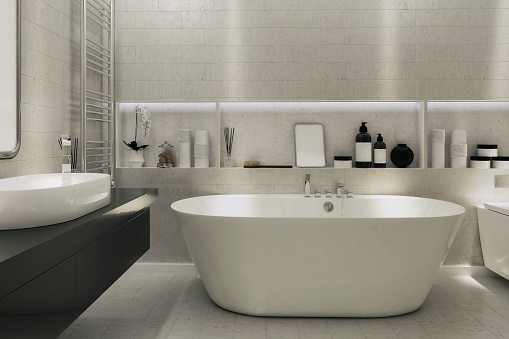 Picture of a modern Bathroom. Render image.