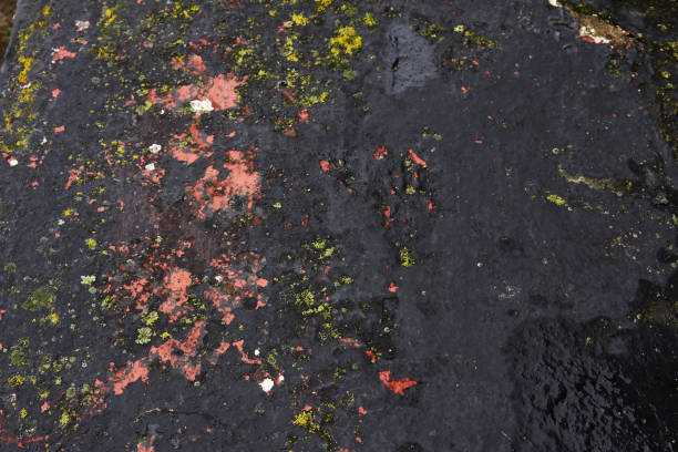 istock black concrete wall with stains of paint 1129874684