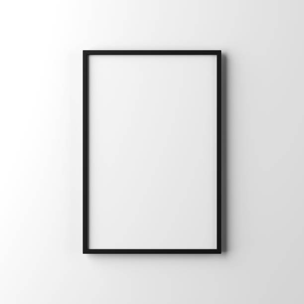 White poster with black frame mockup hanging on the wall White poster with black frame mockup hanging on the wall, 3d rendering hanging art on wall stock pictures, royalty-free photos & images