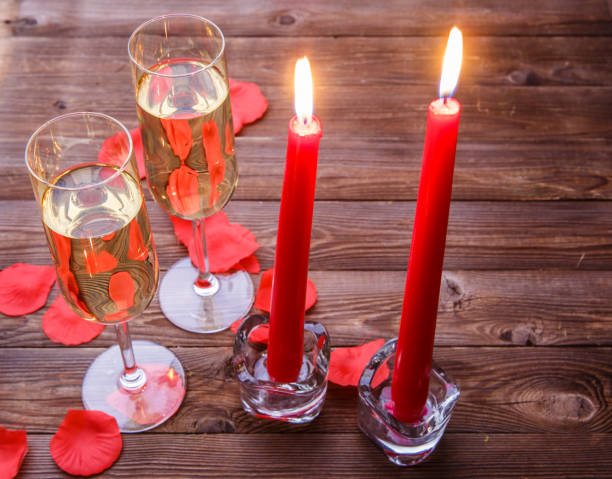 istock Romantic night with candles,champagne 1129876712