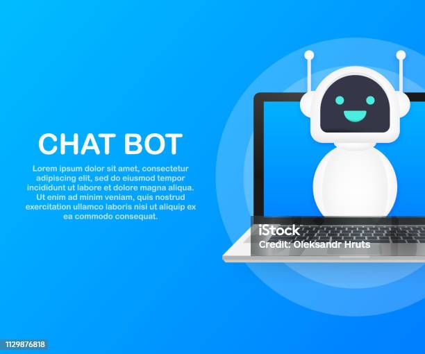Bot Using Computer Mouse Cartoonise Chat Bot Using Laptop Computer Robot Virtual Assistance Of Website Or ...