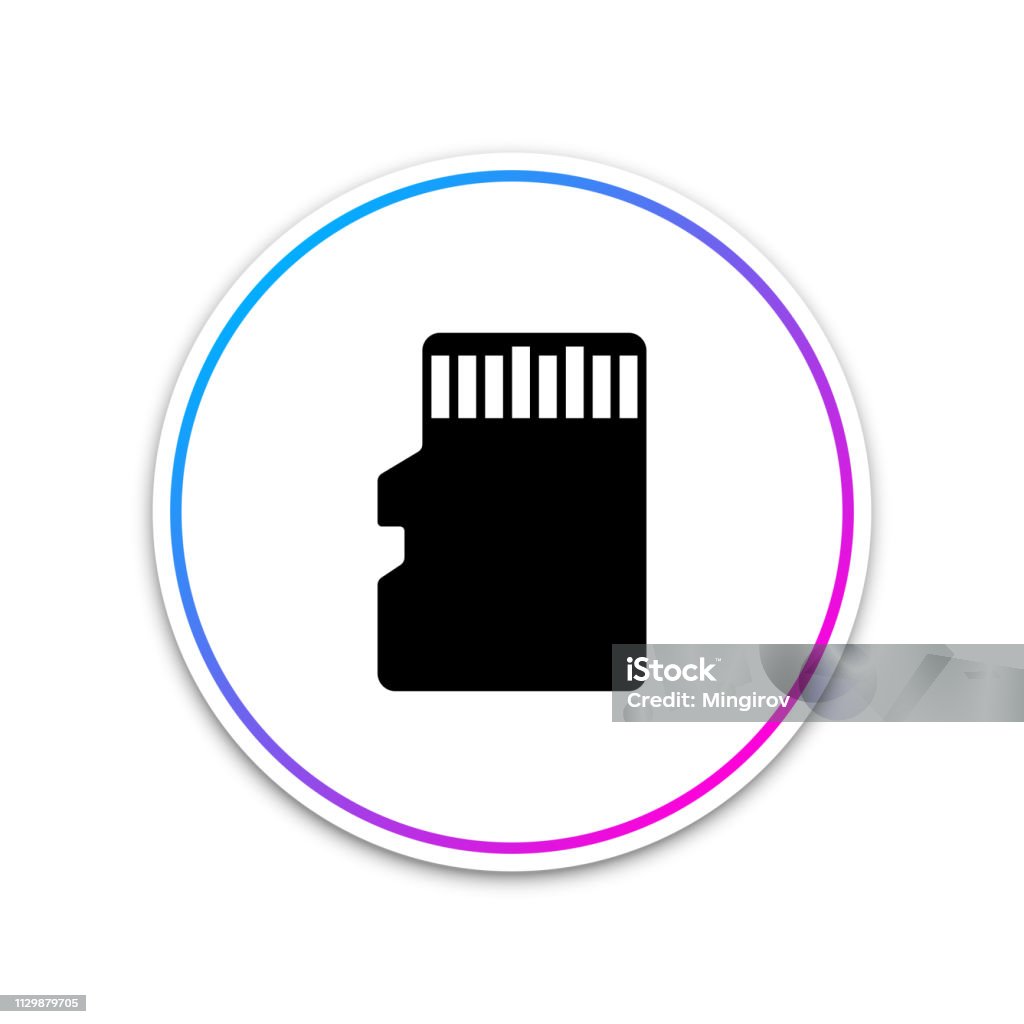Micro SD memory card icon isolated on white background. Circle white button. Vector Illustration Backup stock vector