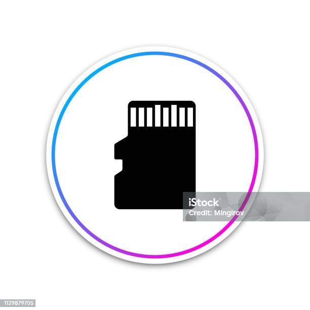 Micro Sd Memory Card Icon Isolated On White Background Circle White Button Vector Illustration Stock Illustration - Download Image Now