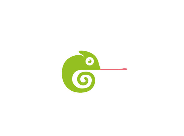 ilustraciones, imágenes clip art, dibujos animados e iconos de stock de logo de camaleón creativos - lengua de animal