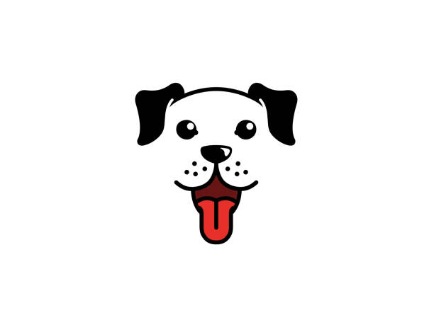 творческая собака pet head face логотип - голова животного иллюстрации stock illustrations