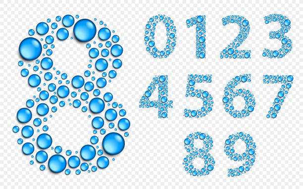 Water Drop Style Numbers Set. Vector Illustration numbers from 0 to 9 vector art illustration
